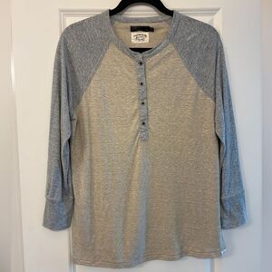 PRANA Cozy Up Henley Tan Gray Women’s Size Medium